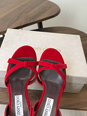 Jimmy Choo 10 cm Elsy Suede Block-Heel Sandals Red - 4