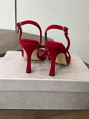 Jimmy Choo 10 cm Elsy Suede Block-Heel Sandals Red - 3