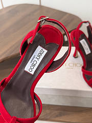 Jimmy Choo 10 cm Elsy Suede Block-Heel Sandals Red - 2