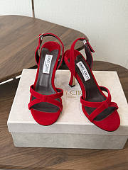 Jimmy Choo 10 cm Elsy Suede Block-Heel Sandals Red - 6