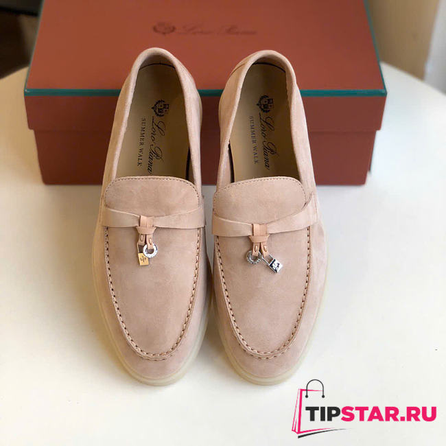 Loro Piana Summer Walk Loafers In Blush Suede - 1
