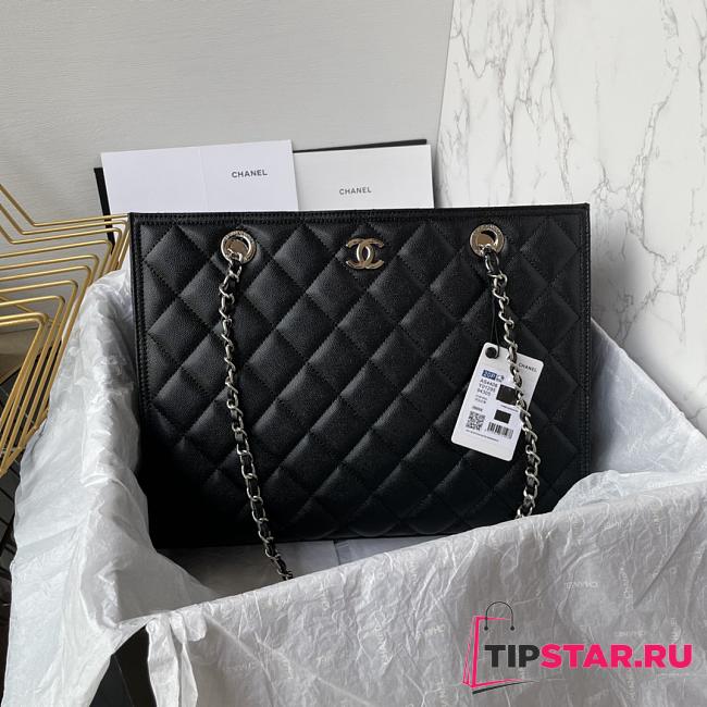 Chanel Classic CC Shopping Tote Bag In Black - 1