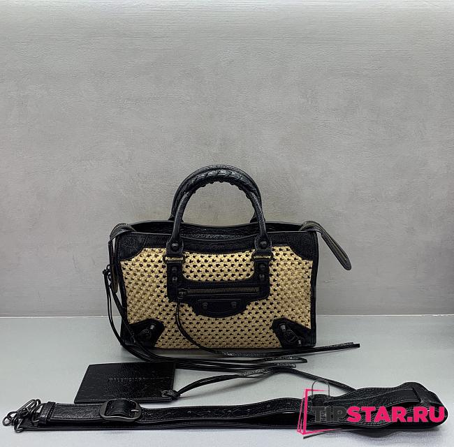 Balenciaga Le City Small raffia shoulder bag in black - 1