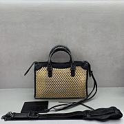 Balenciaga Le City Small raffia shoulder bag in black - 2