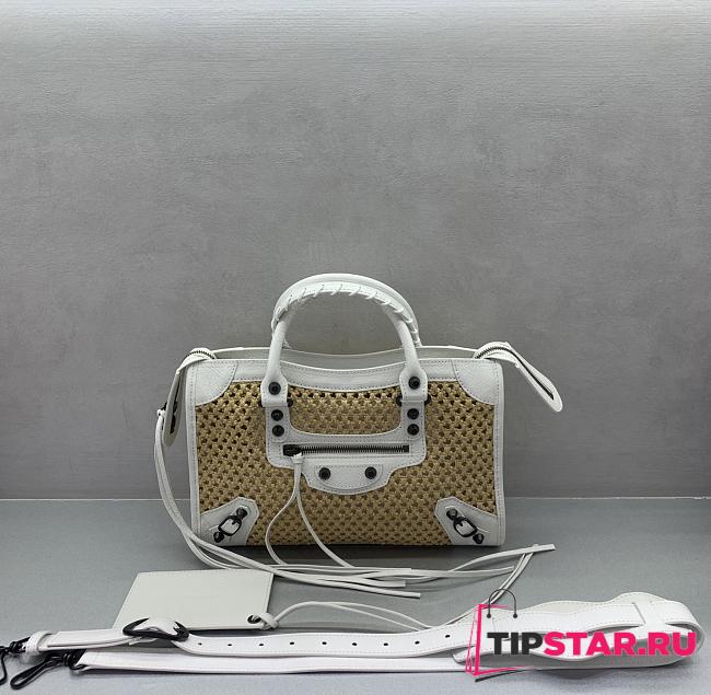 Balenciaga Le City Small raffia shoulder bag in white - 1