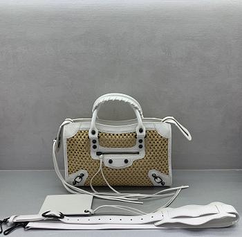 Balenciaga Le City Small raffia shoulder bag in white