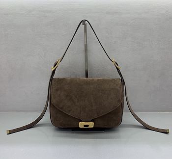 Balenciaga Clicca Shoulder Bag Medium in Muscade Suede Brown