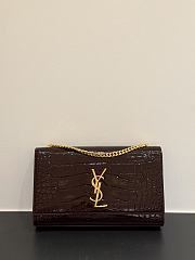 Ysl Saint Laurent Kate Chain Wallet Shiny Dark Burgundy - 1
