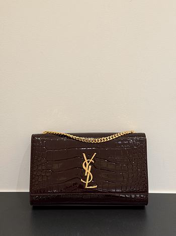 Ysl Saint Laurent Kate Chain Wallet Shiny Dark Burgundy