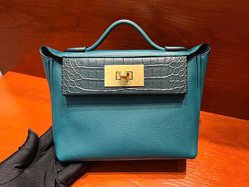 Hermes 24/24 Bag Vert Bosphore Size 21x17x10.5 cm