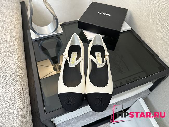 Chanel Classic Black & White Mary Jane Flats - 1
