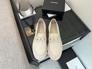 Chanel Ivory Pearl Chain Loafers