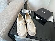 Chanel Ivory Pearl Chain Loafers - 4