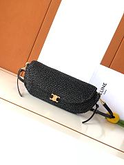 Celine Little Halfmoon Soft Triomphe In Raffia And Lambskin In Black - 1