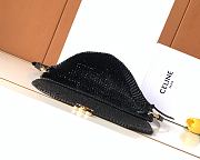 Celine Little Halfmoon Soft Triomphe In Raffia And Lambskin In Black - 5