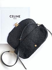 Celine Little Halfmoon Soft Triomphe In Raffia And Lambskin In Black - 2
