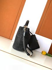 Celine Medium Louise Bucket In Raffia And Calfskin In Black - 5