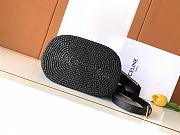 Celine Medium Louise Bucket In Raffia And Calfskin In Black - 3