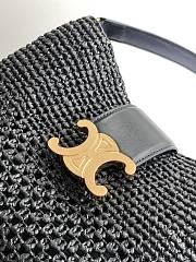 Celine Medium Louise Bucket In Raffia And Calfskin In Black - 2