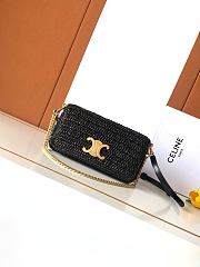Celine Multipochette In Raffia Bag In Black - 1