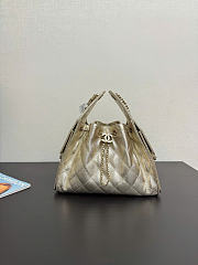Chanel 25 Small Metallic Gold Caviar Quilted Bag - 1