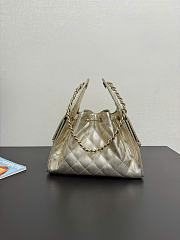 Chanel 25 Small Metallic Gold Caviar Quilted Bag - 4