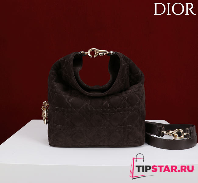 Dior De Sol Hobo Bag Suede Dark Chocolate Brown - 1