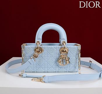 Dior Lady D-Joy 22 Small Embroidered Beaded Blue