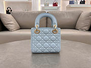 Dior Mini Lady Bag Blue Lambskin Size 17 x 15 x 7 cm - 3