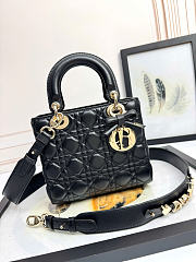 Dior Small Lady Dior Bag with Strap Black - 1