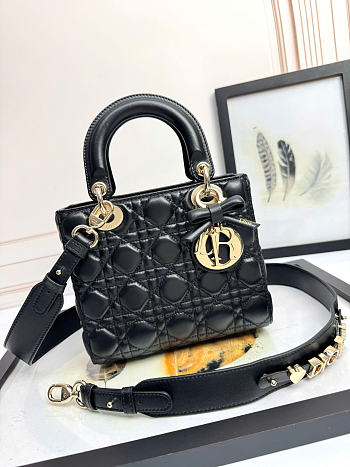 Dior Small Lady Dior Bag with Strap Black