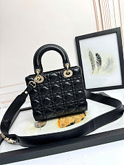 Dior Small Lady Dior Bag with Strap Black - 4