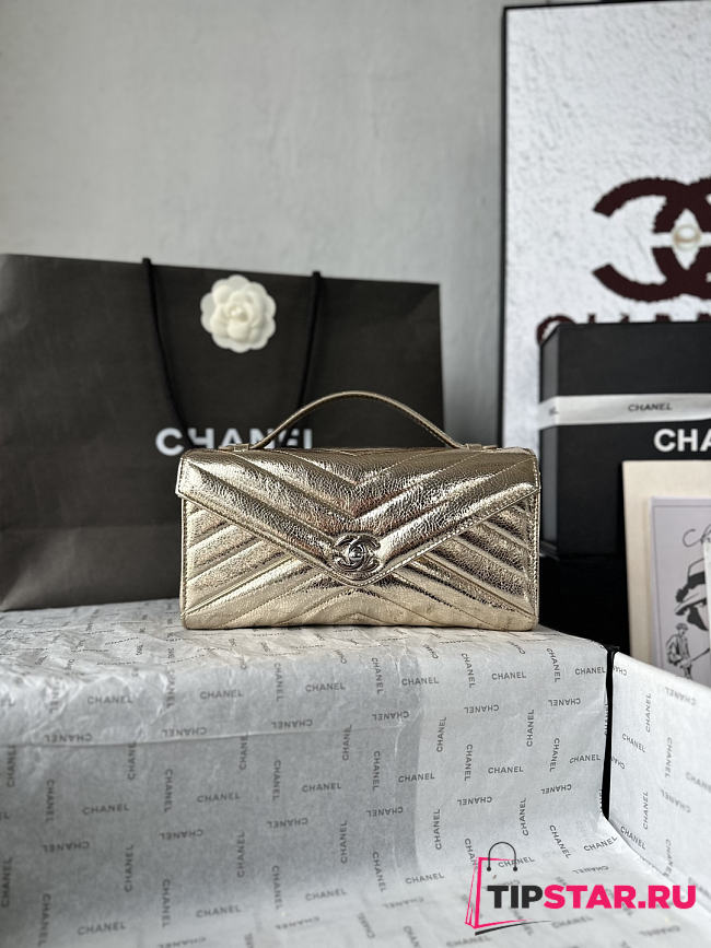 Chanel Clutch Bag In Gold Color Silver Hardware - 1