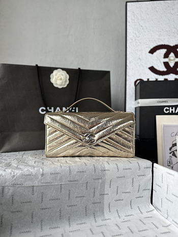 Chanel Clutch Bag In Gold Color Silver Hardware
