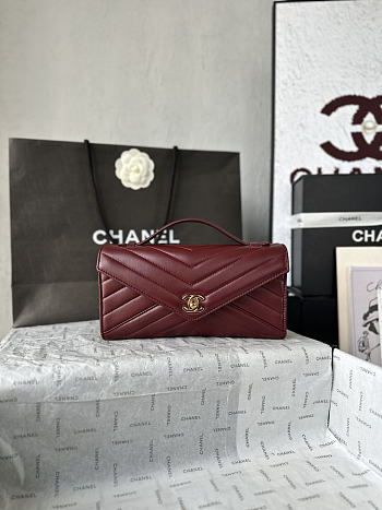 Chanel Clutch Bag In Burgundy Color