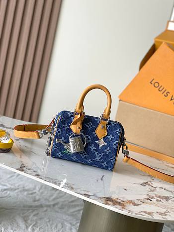Louis Vuitton Speedy 18 Bandouliere In Denim Blue