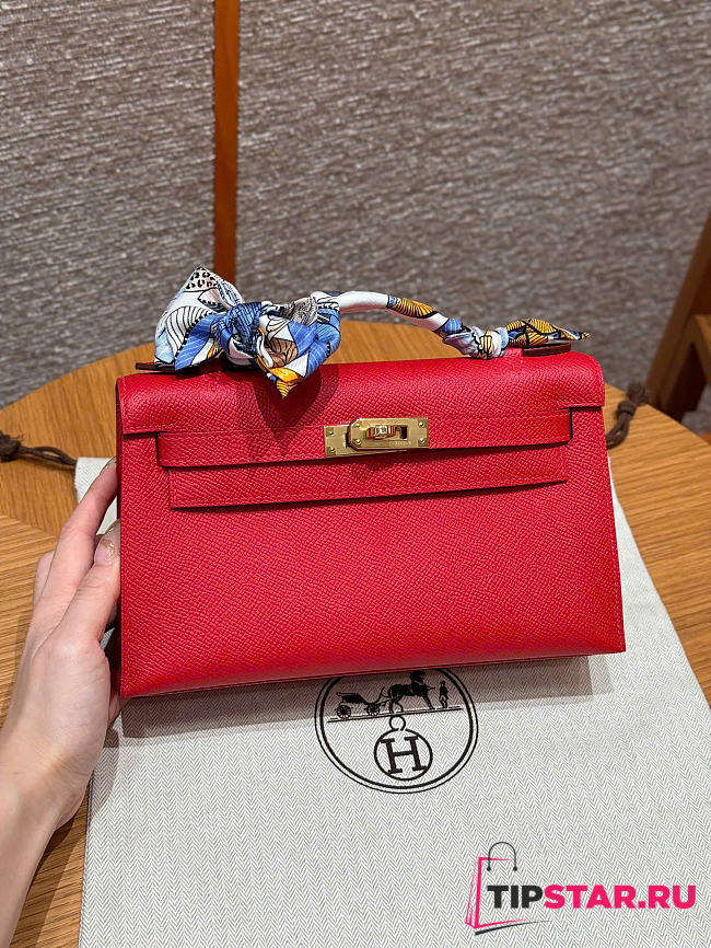 Hermes Kelly Mini Pochette In Red Color - 1