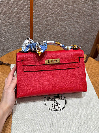 Hermes Kelly Mini Pochette In Red Color