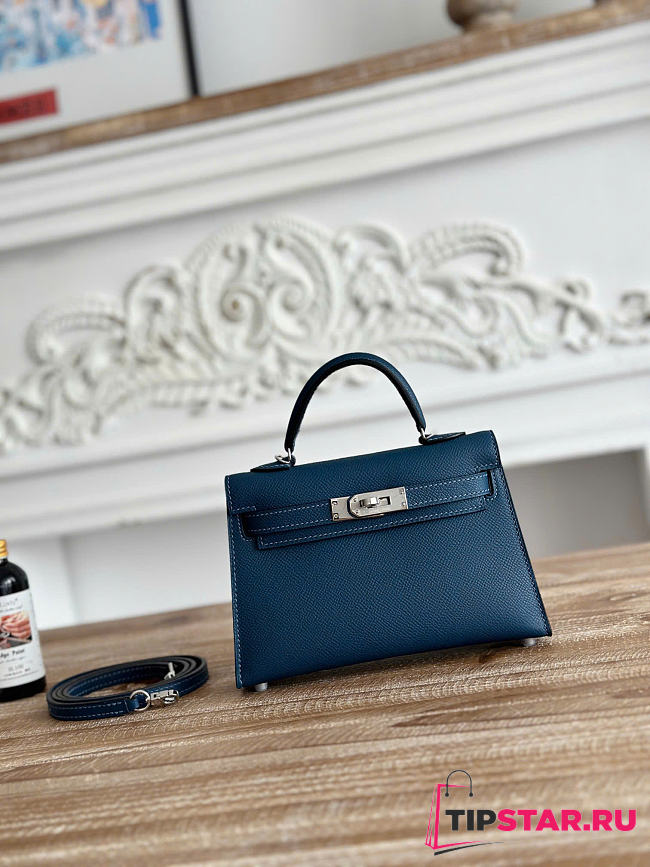Hermes Kelly Mini Pochette In Navy Blue Color - 1