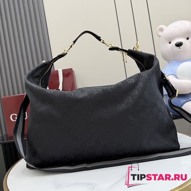 Gucci Brera large crossbody bag grey and black GG canvas - 1