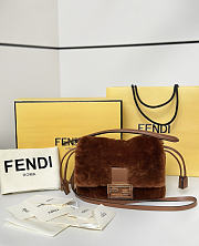Fendi Mamma Baguette Mini Brown shearling bag - 1