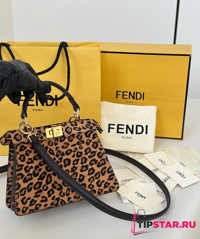 Fendi Peekaboo ISeeU Petite Printed cavallino calfskin bag brown - 1