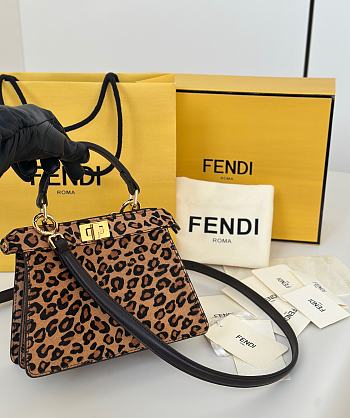 Fendi Peekaboo ISeeU Petite Printed cavallino calfskin bag brown
