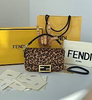 Fendi Baguette Printed cavallino calfskin bag brown size 19cm - 1