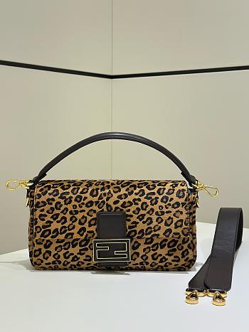 Fendi Baguette Printed cavallino calfskin bag brown size 27 cm