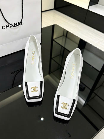 Chanel Turnlock Square Toe Pumps / Flats Ivory 90mm