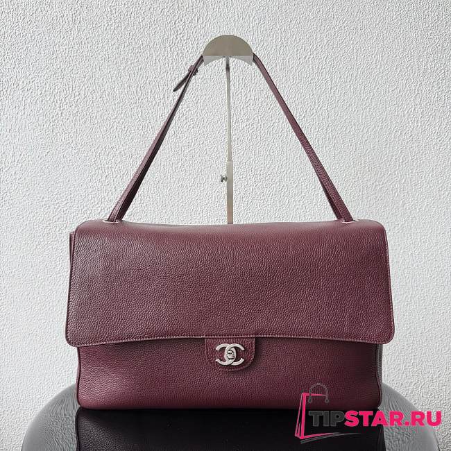 Chanel 38 Spring-Summer 2026 Silver Hardware Maxi Flap Bag In Burgundy - 1