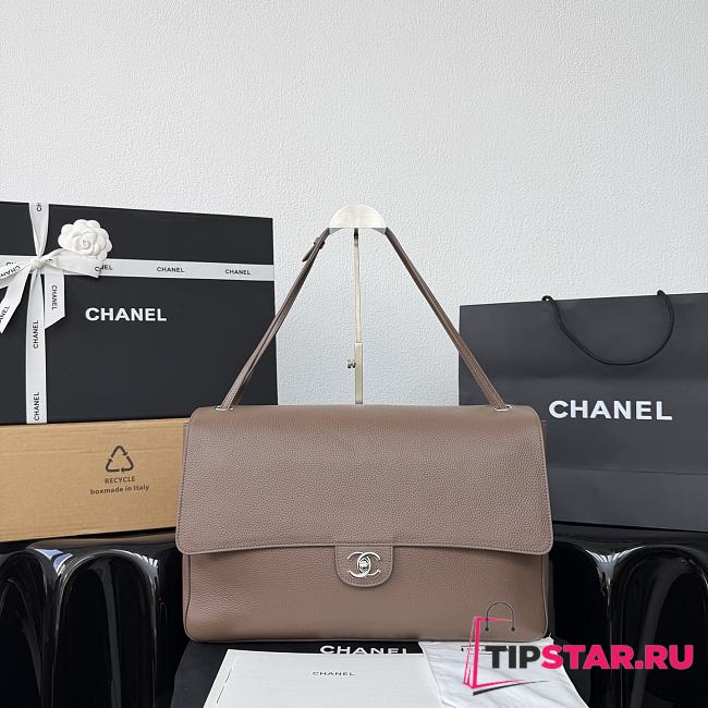 Chanel 38 Spring-Summer 2026 Silver Hardware Maxi Flap Bag In Taupe - 1