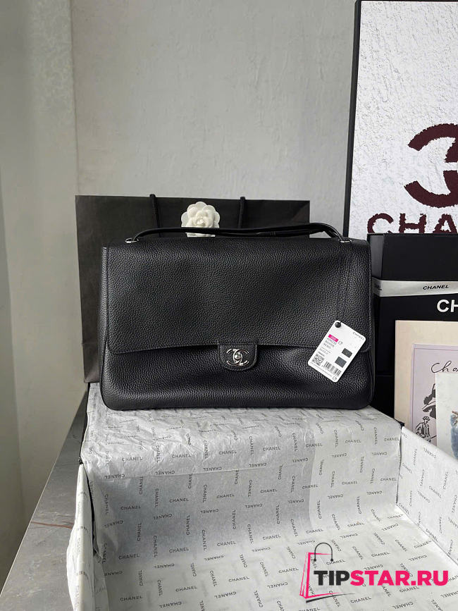 Chanel 38 Spring-Summer 2026 Silver Hardware Maxi Flap Bag In Black - 1
