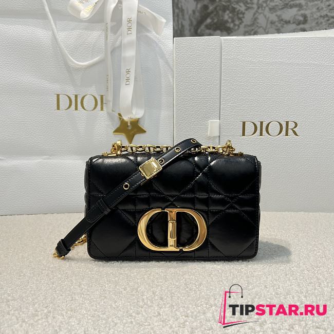 Dior Small Soft Dior Caro Bag Black Macrocannage Lambskin - 1